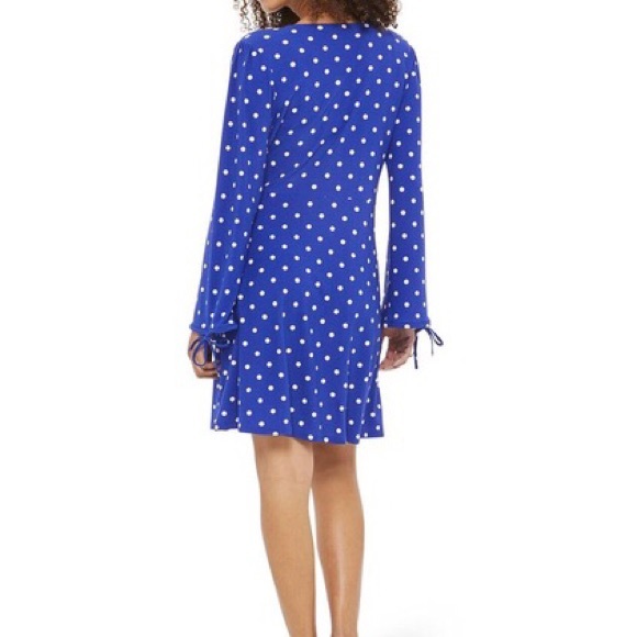 George Blue Polka Dot Wrap Dress - Picture 3 of 6